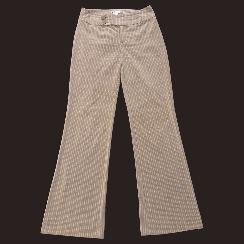 Vintage Y2K Pants 7 Brown Office Trousers Straight Wide Pinstripe Indie 2000s